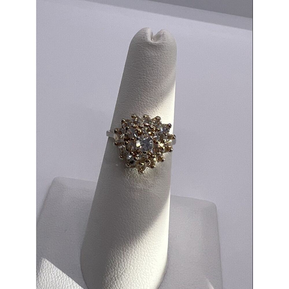 925 Sterling Silver with Gilding CZ Ring Size 5.5